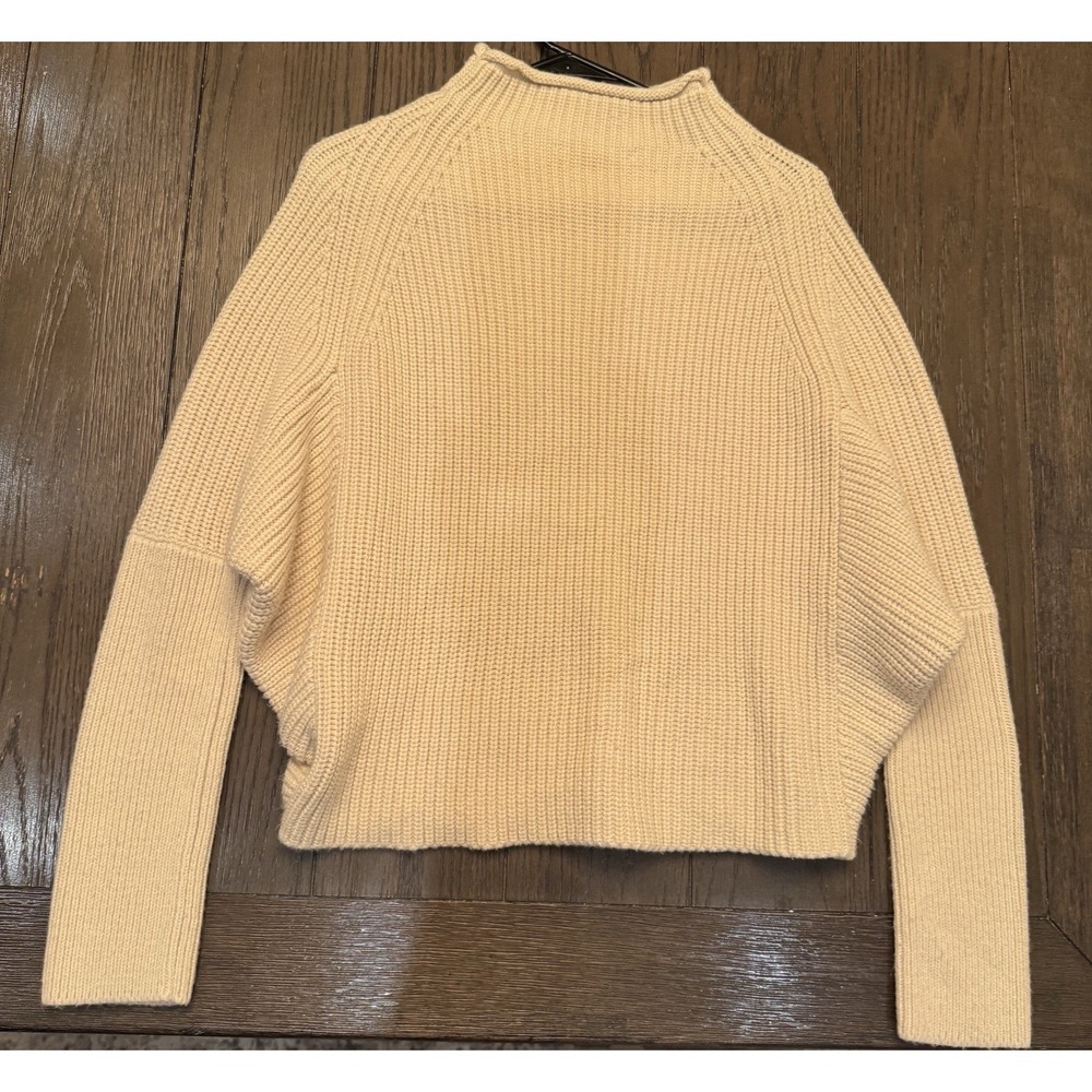 Zara Womens SZ Medium Mock Neck Beige Pullover Long Sleeve Sweater